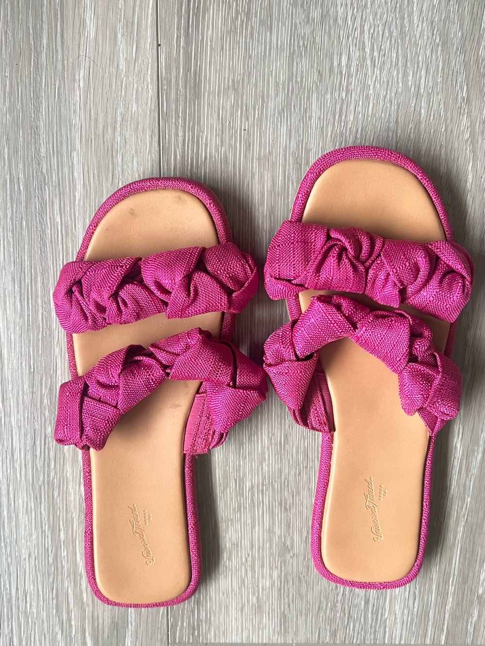 Universal Thread Braided Double-Strap Slide Sandals — Hot Pink